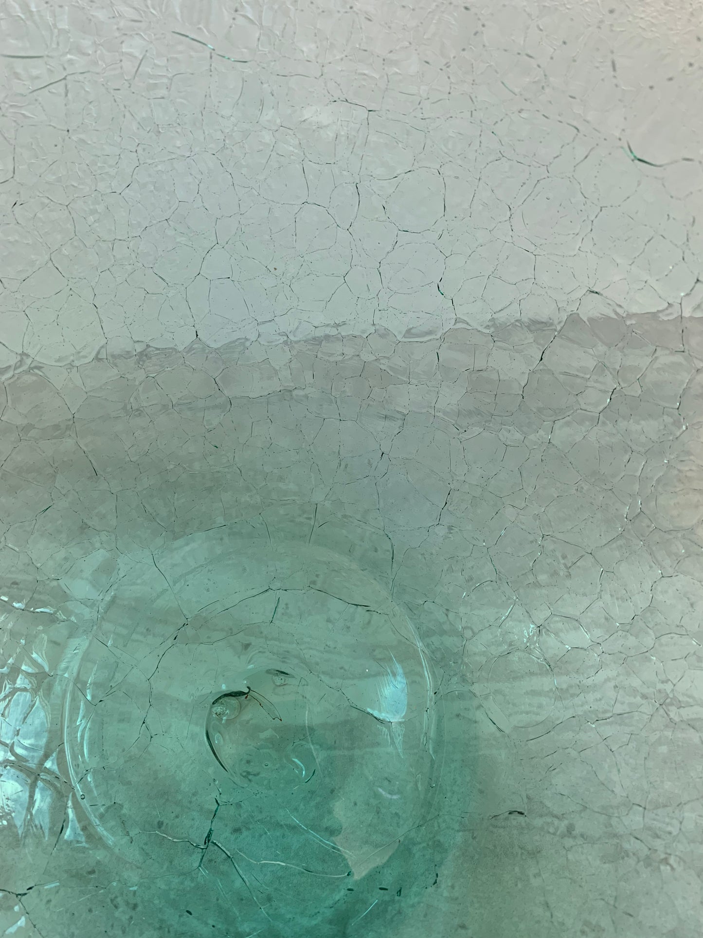 Tropical Turquoise Blown Crackled Glass Handmade Bowl