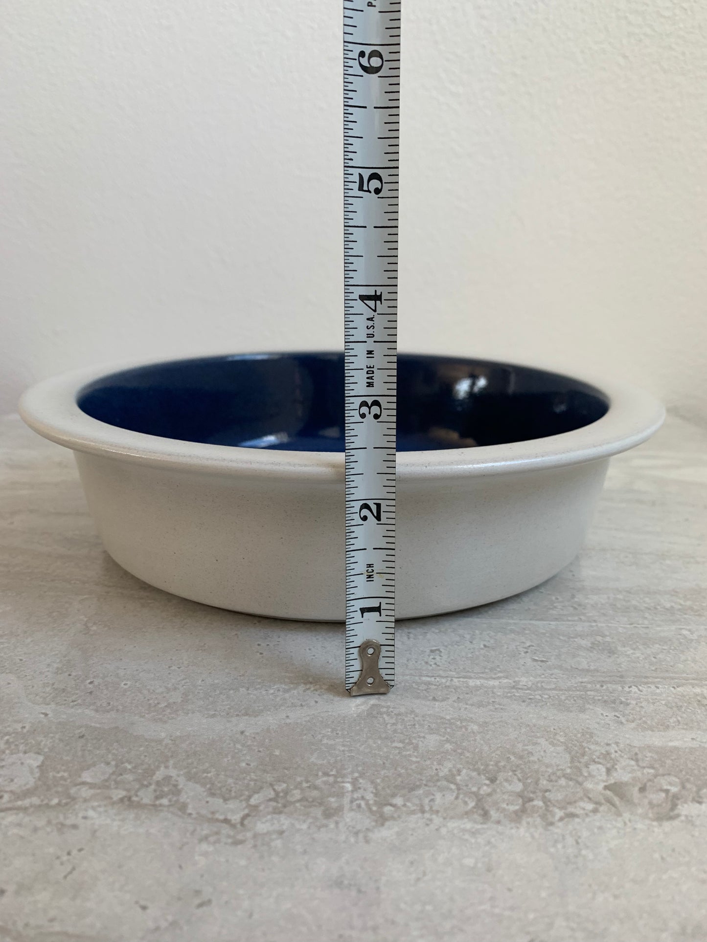 Vintage Heath Ceramics White/Pthalo Blue Deep Serving Bowl Rim Sausolito
