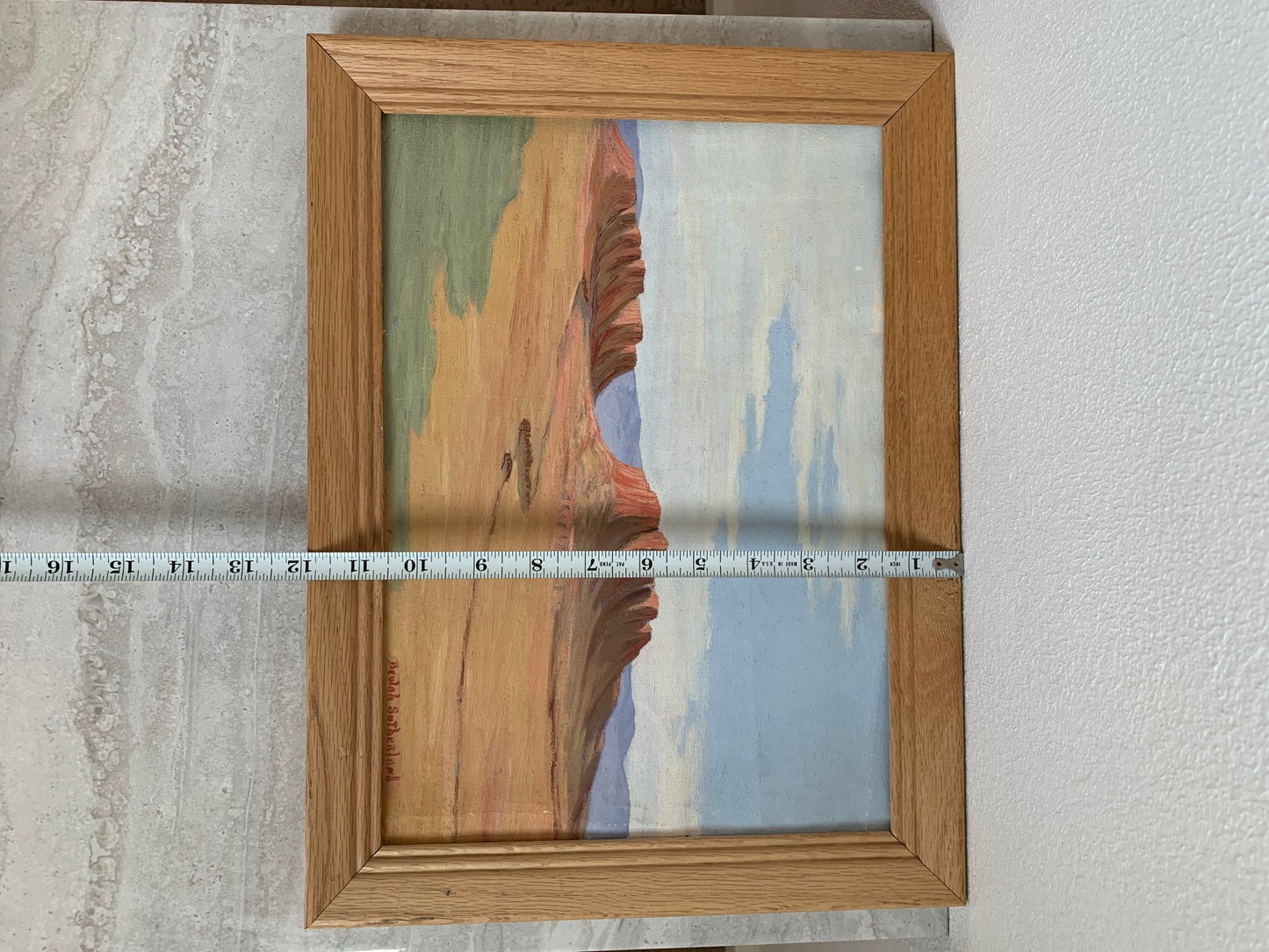 Mid-Century Santa Fe New Mexico Mesa Plein Air Style Oil Painting by Beulah Sutherland