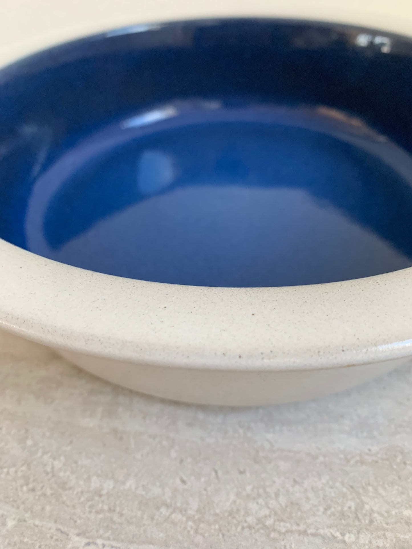 Vintage Heath Ceramics White/Pthalo Blue Deep Serving Bowl Rim Sausolito