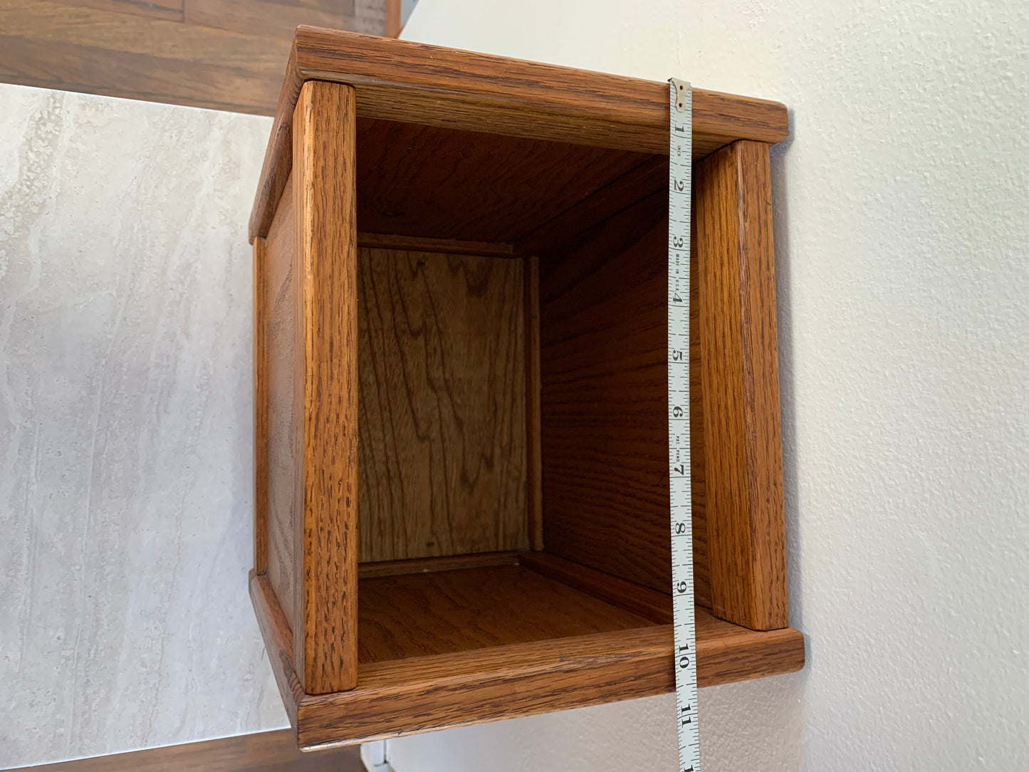 1980s Vintage Square Oak Japanese Style Container