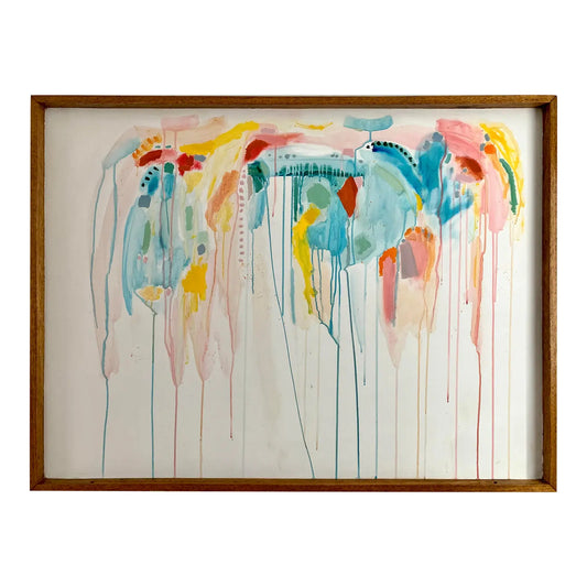 Large Abstract Acrylic Painting on Framed Board