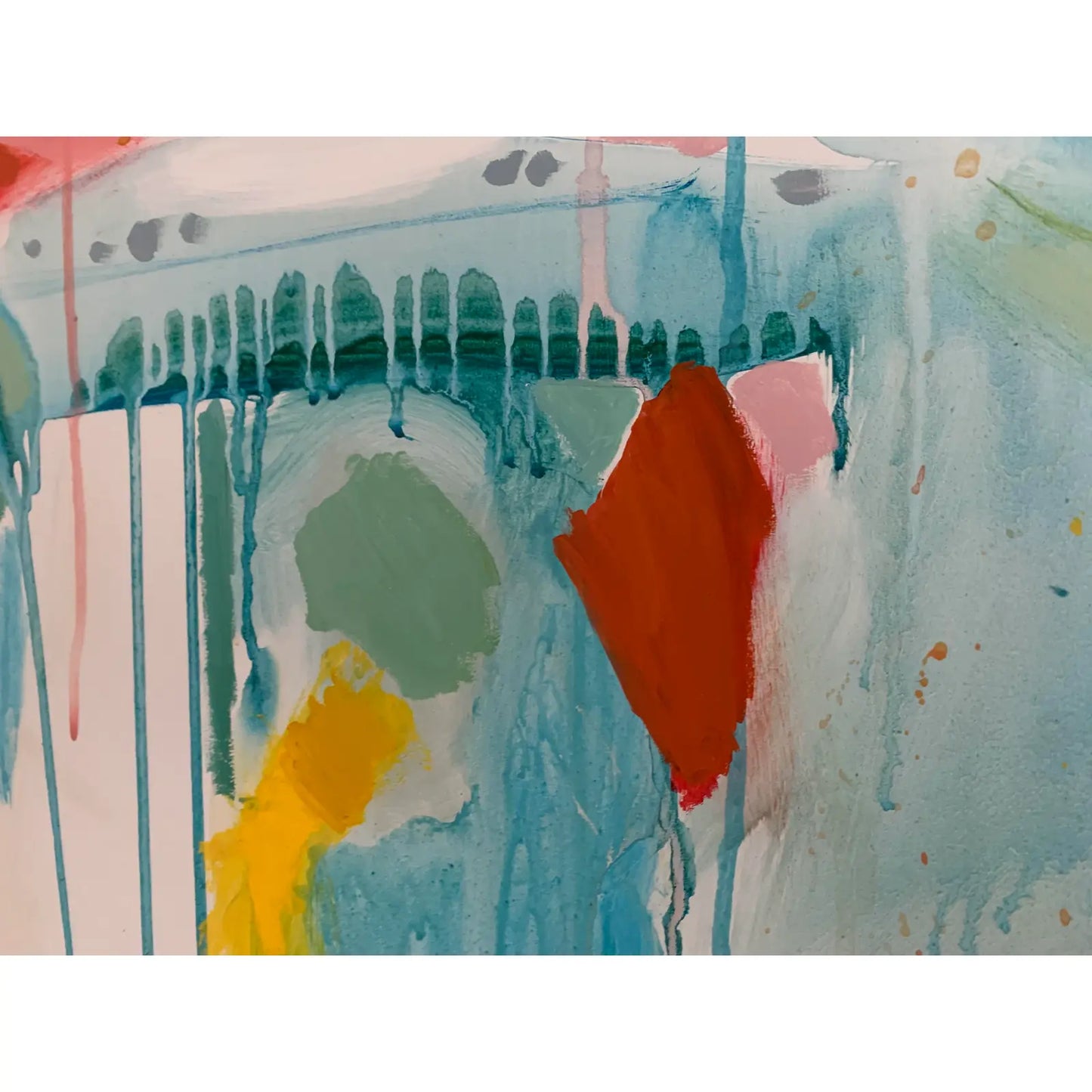 Large Abstract Acrylic Painting on Framed Board