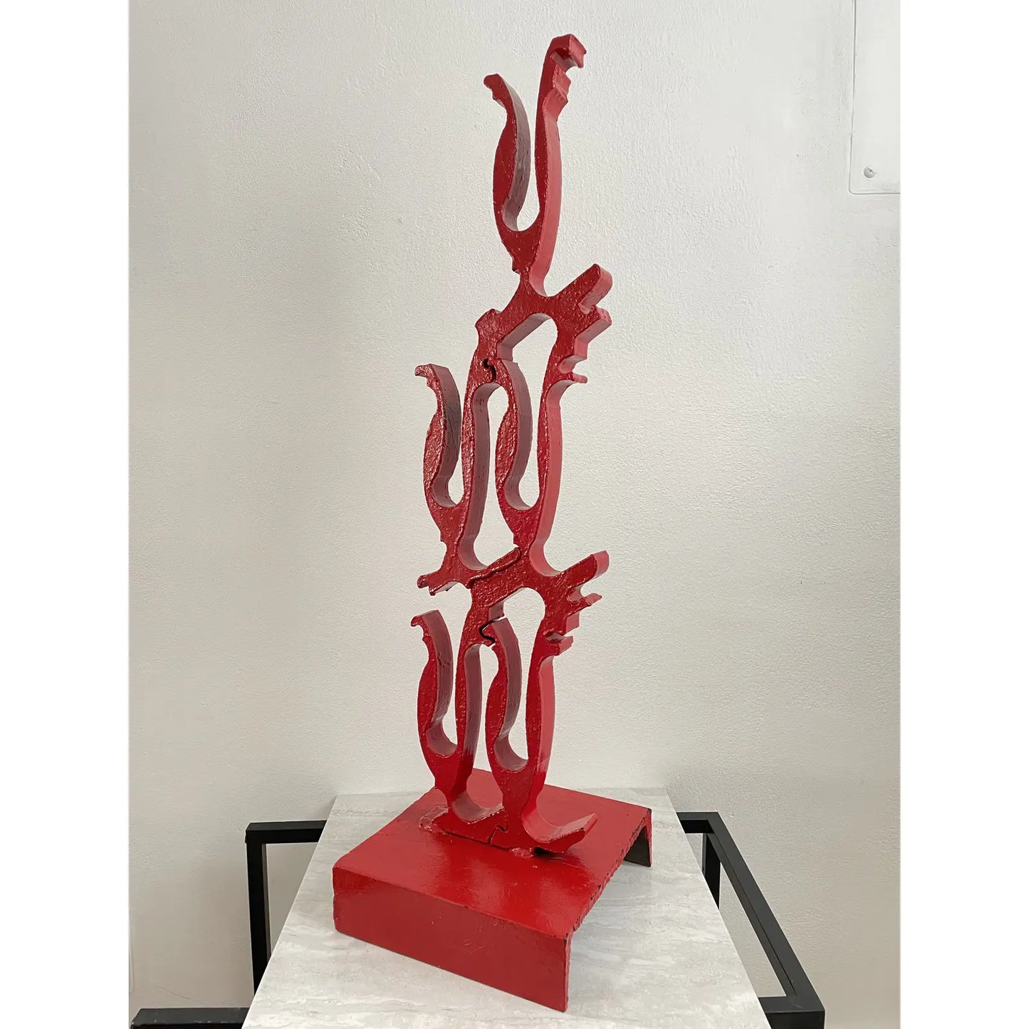 Postmodern Industral Red Metal Art Sculpture