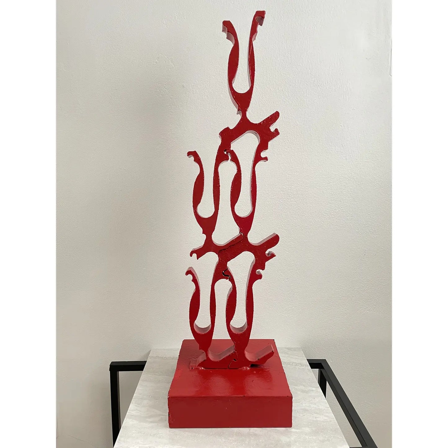 Postmodern Industral Red Metal Art Sculpture