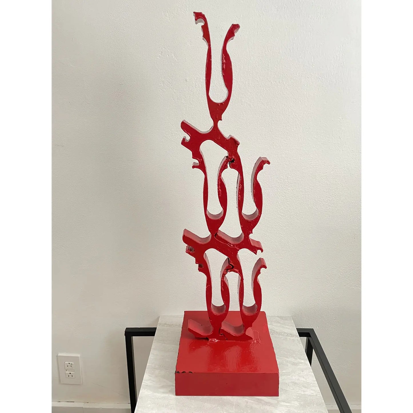 Postmodern Industral Red Metal Art Sculpture