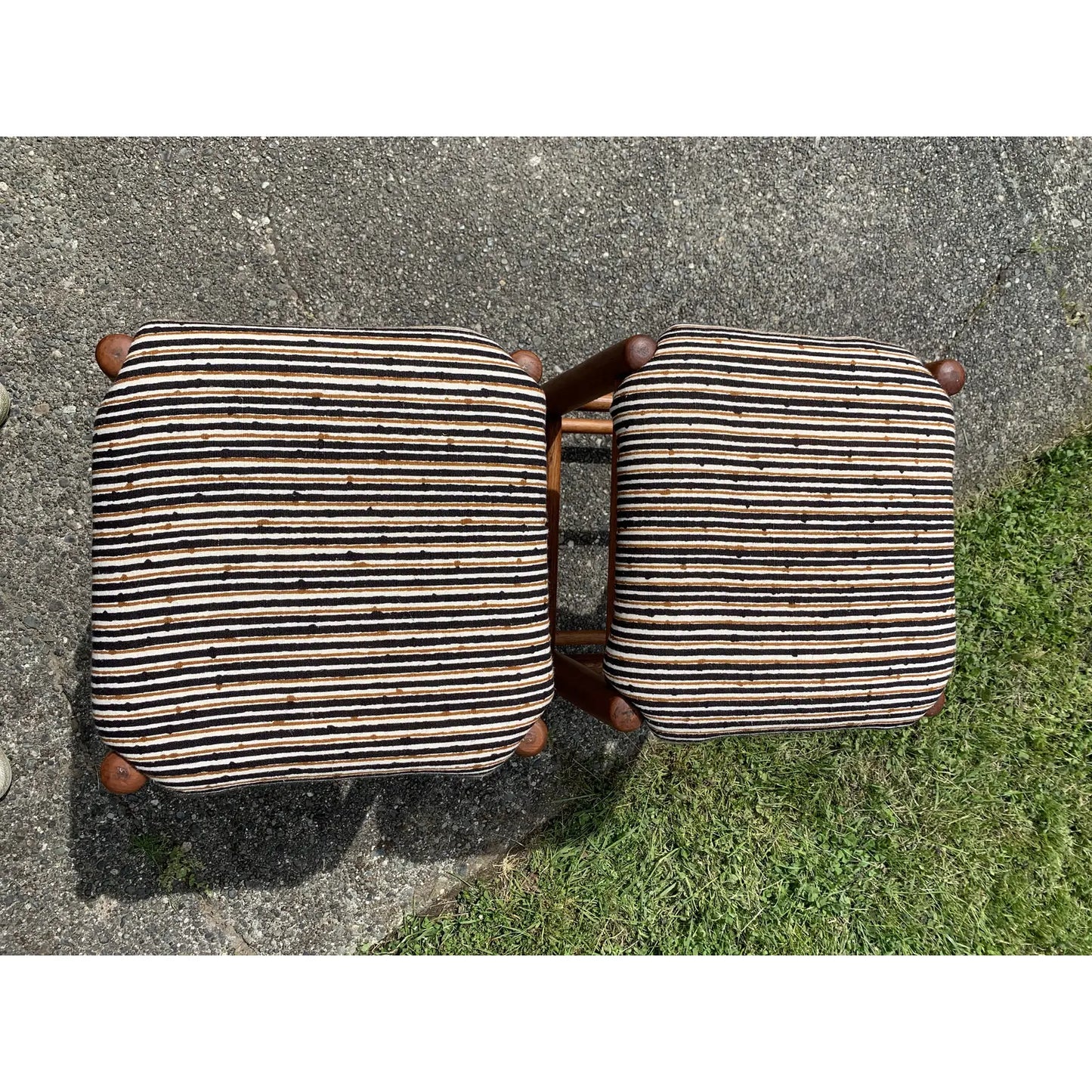 Late 20th Century Solid Wood Bar Stools Brunschwig & Fils Upholstery - Set of 2