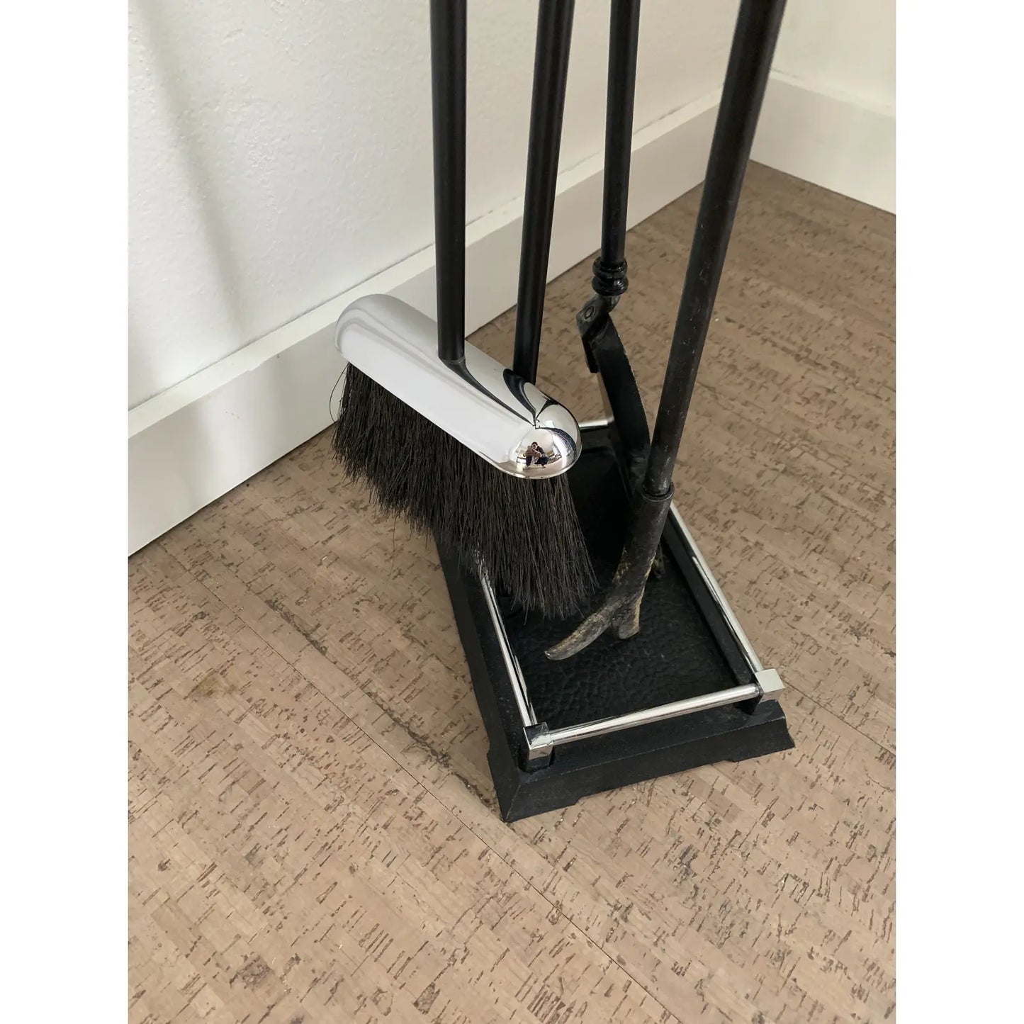 Late 20th Century Transitional Modern Chrome Fireplace Tool Set- 4 Pieces