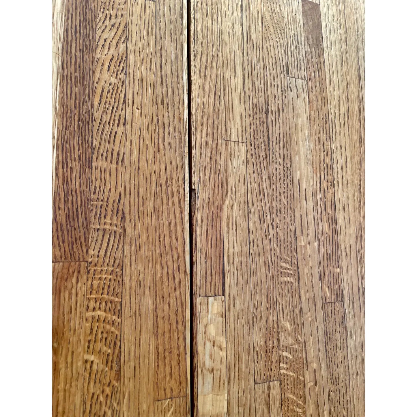 Vintage Modern Butcher Block Oak Scroll Edge Expandable Dining Table