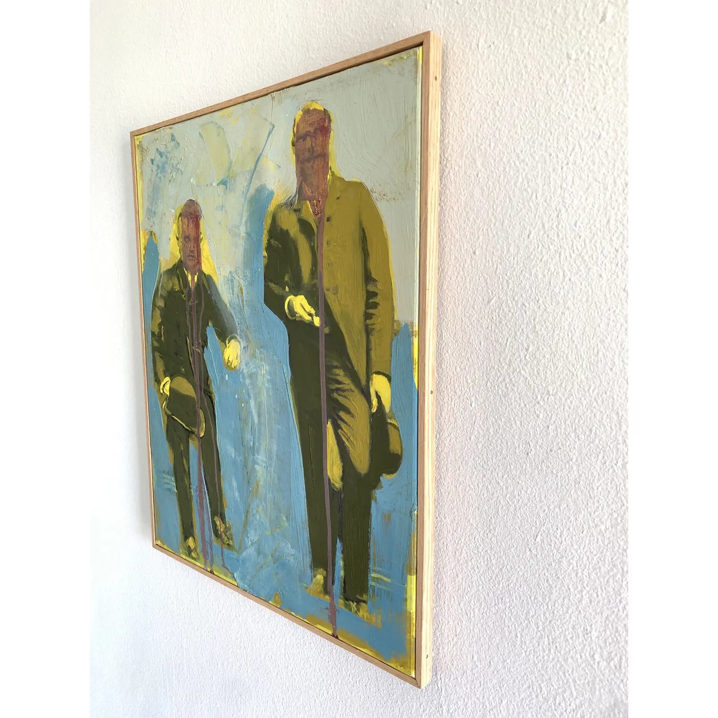 "Men With Hats" Framed Contemporary Expressionist Figurative Oil Painting on Canvas