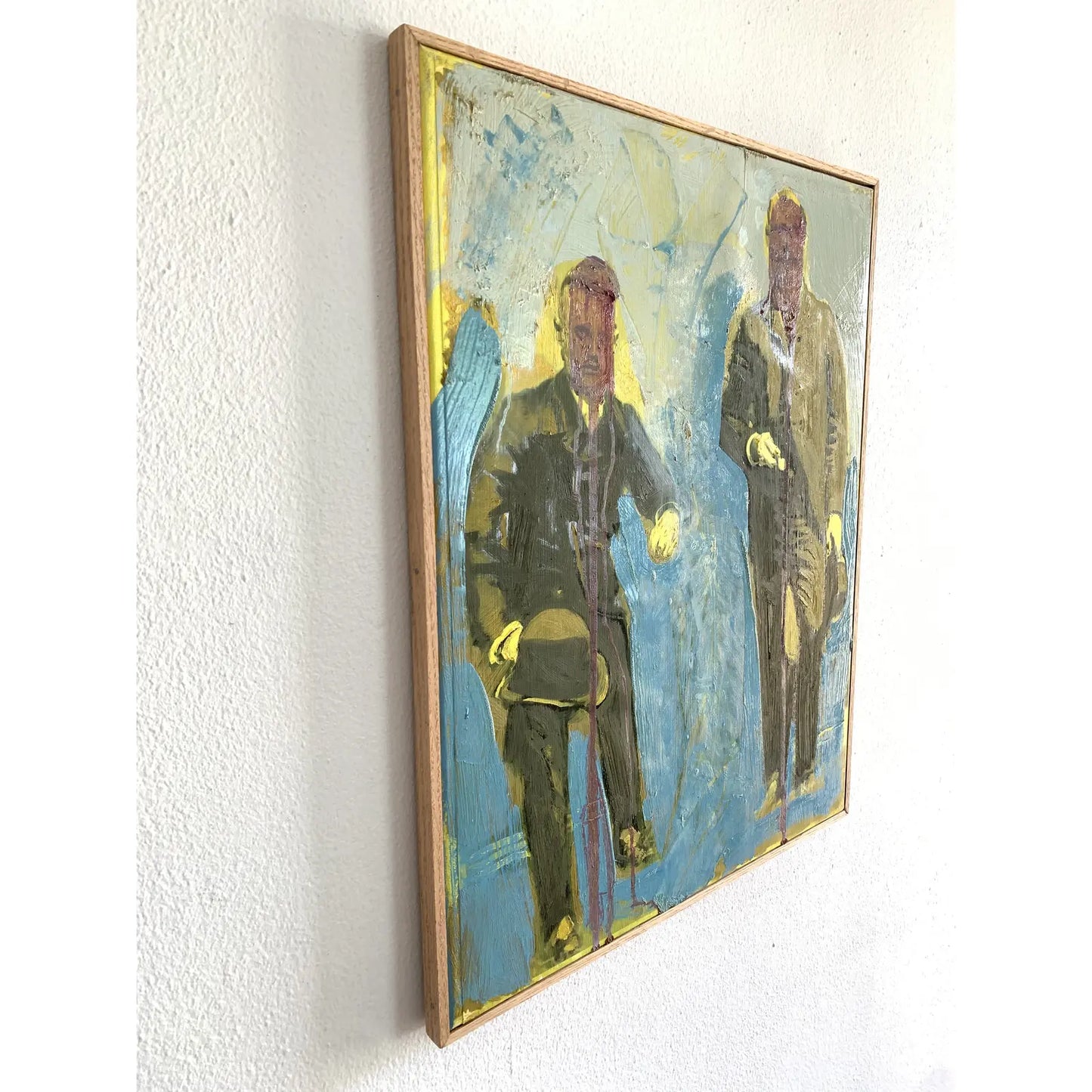 "Men With Hats" Framed Contemporary Expressionist Figurative Oil Painting on Canvas