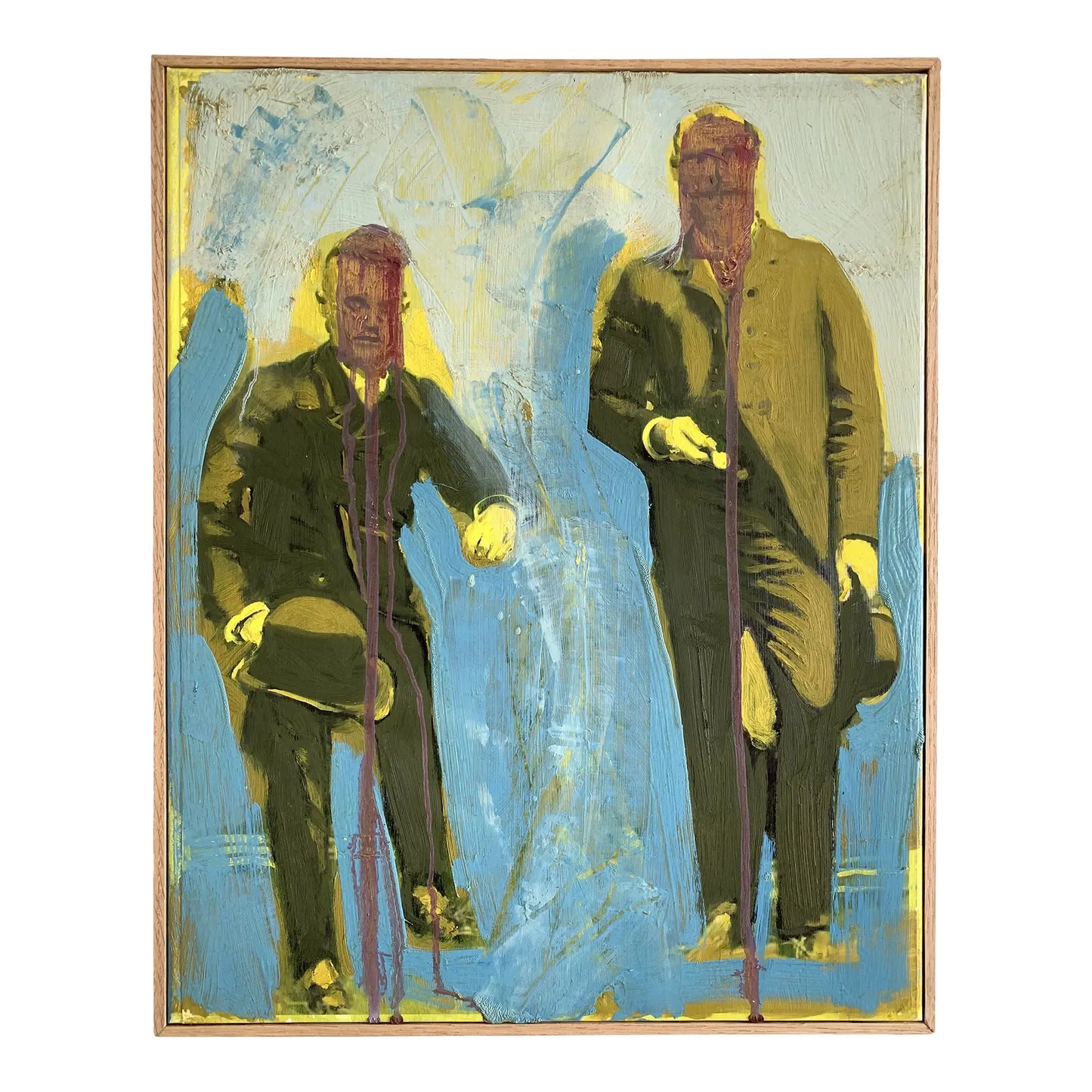 "Men With Hats" Framed Contemporary Expressionist Figurative Oil Painting on Canvas