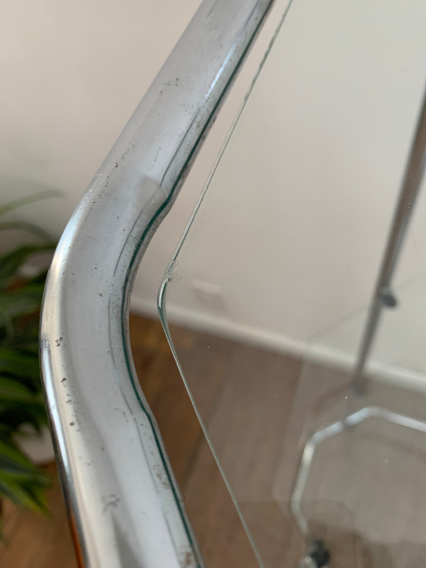 Metal and Glass Minimalist Modern Octagonal Corner Etegere