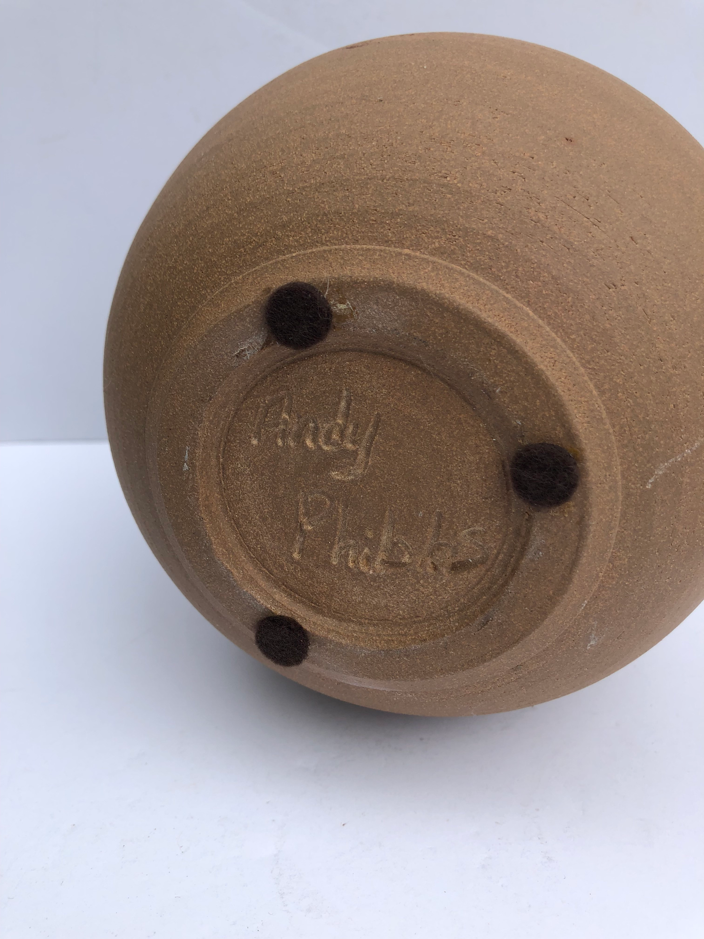 Andy Phibbs Mid 20th Century Boho Ceramic Artist Made Holding Sculpture Vase