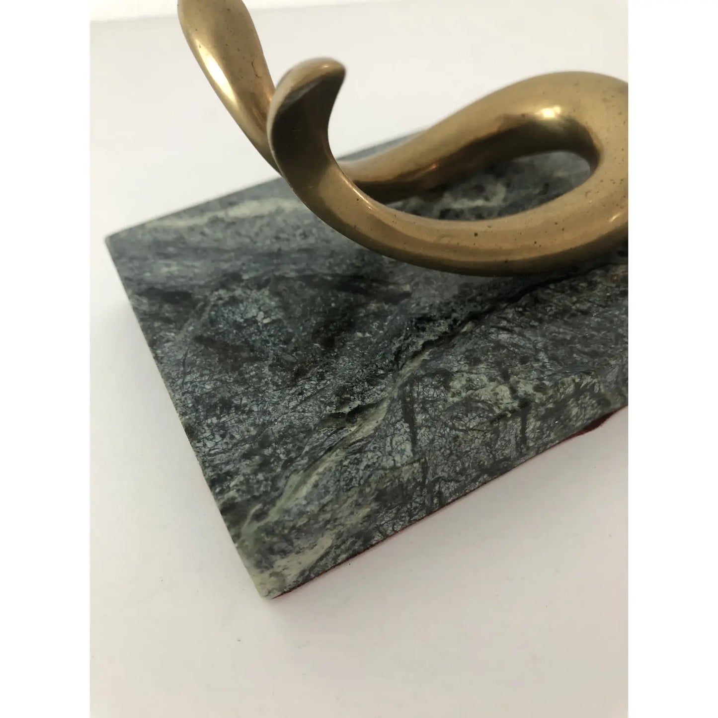 Mid 20th Century Brass & Marble Pipe Rest in the Style of Carl Aubock