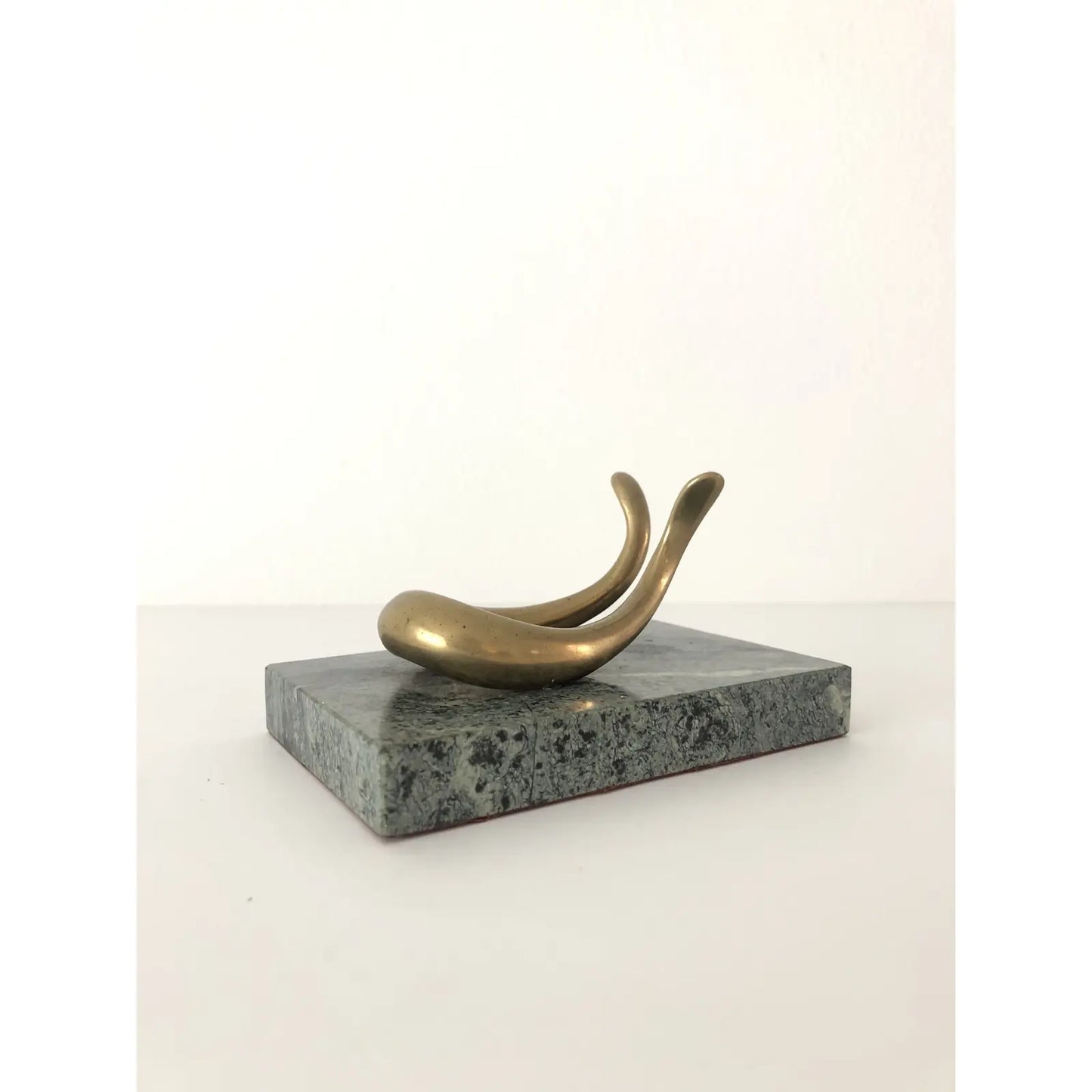 Mid 20th Century Brass & Marble Pipe Rest in the Style of Carl Aubock