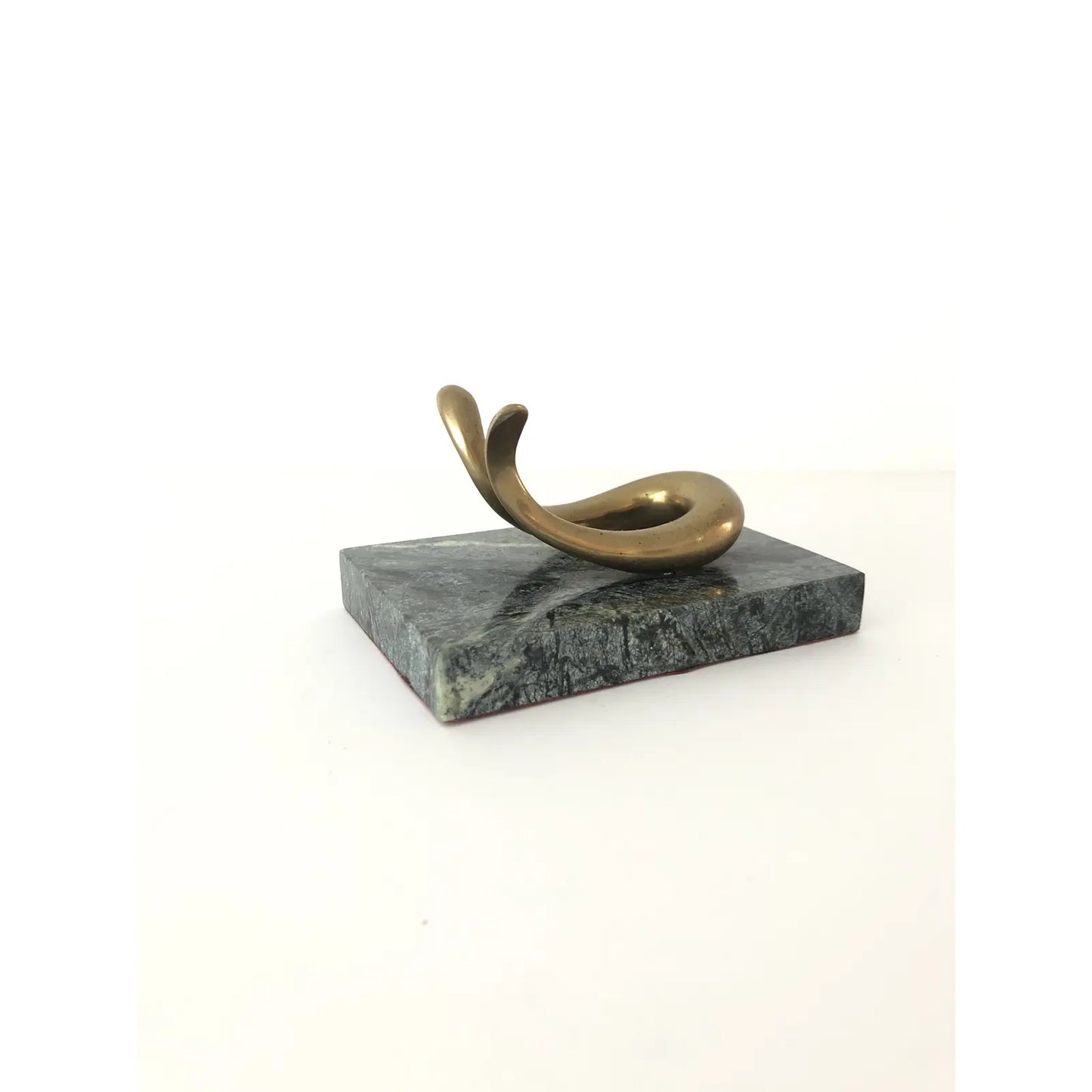 Mid 20th Century Brass & Marble Pipe Rest in the Style of Carl Aubock