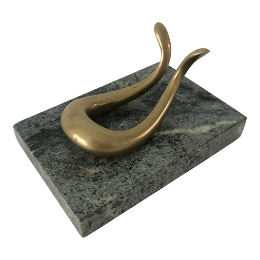 Mid 20th Century Brass & Marble Pipe Rest in the Style of Carl Aubock