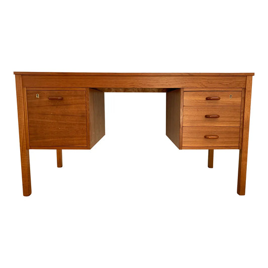 Mid-Century Danish Modern Domino Mobler Teak Executive Desk