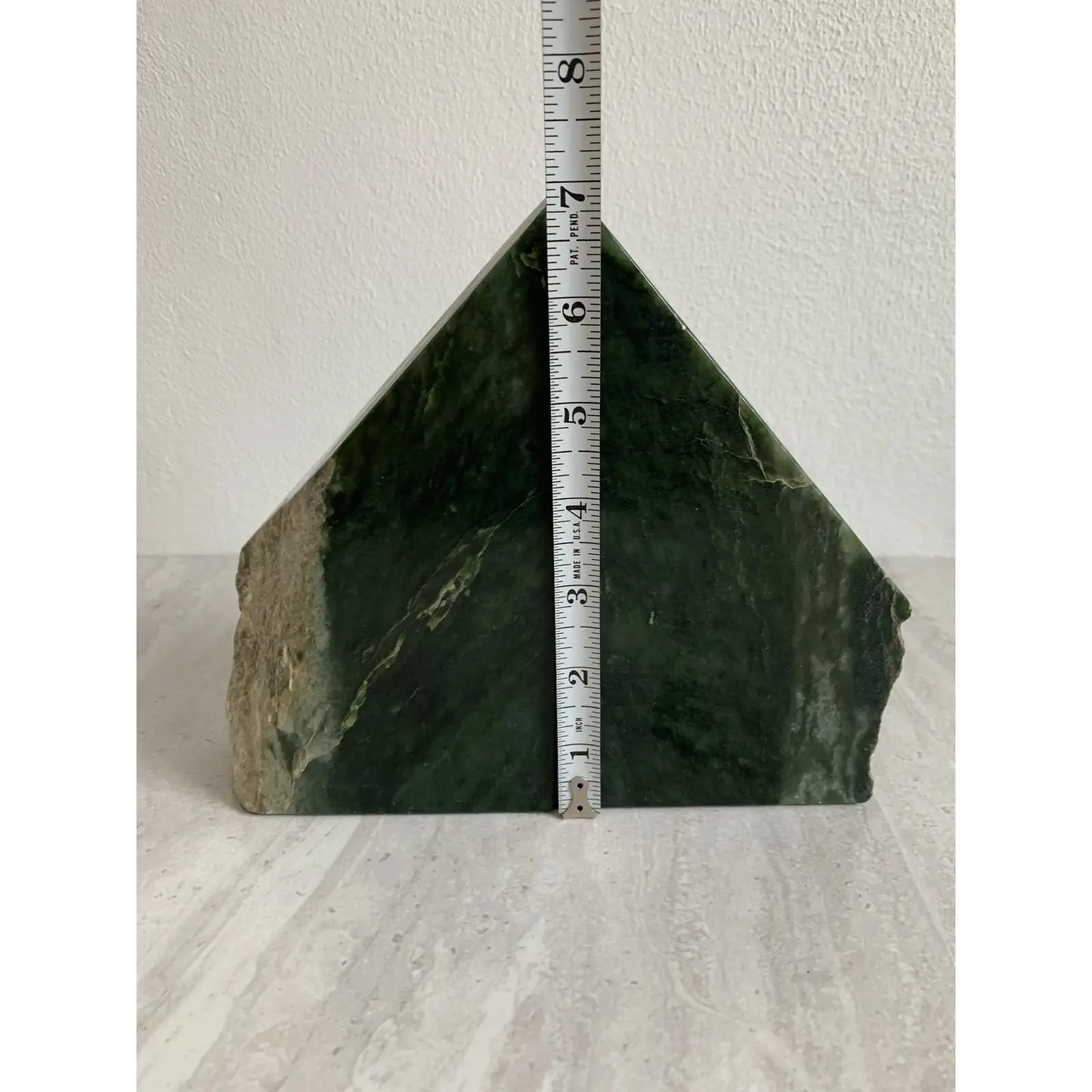 Mid-Century Green Live Edge Marble Bookends- a Pair