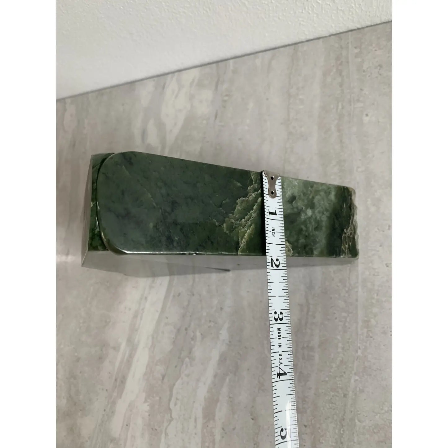 Mid-Century Green Live Edge Marble Bookends- a Pair