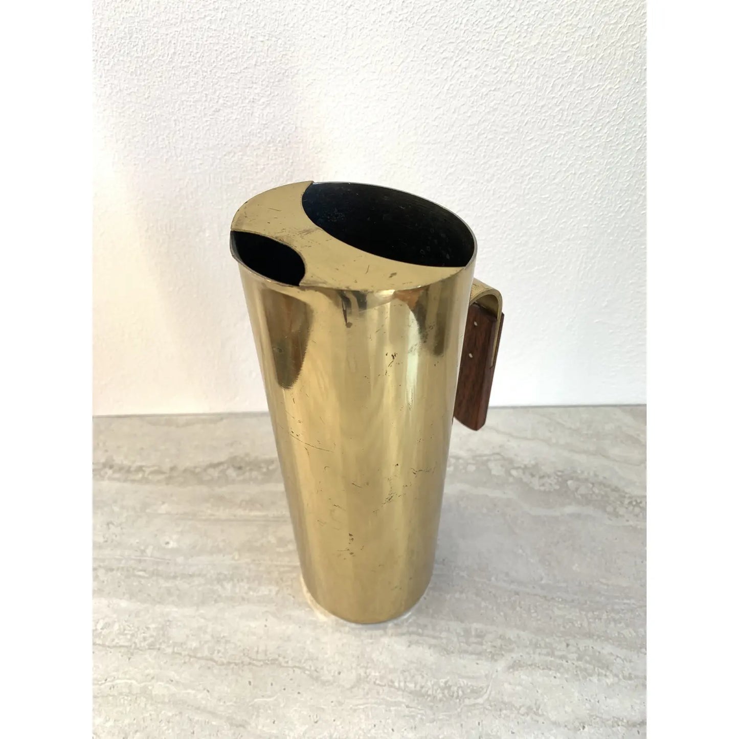 Mid 20th Century Italian Brass Pitcher With Rosewood Handle