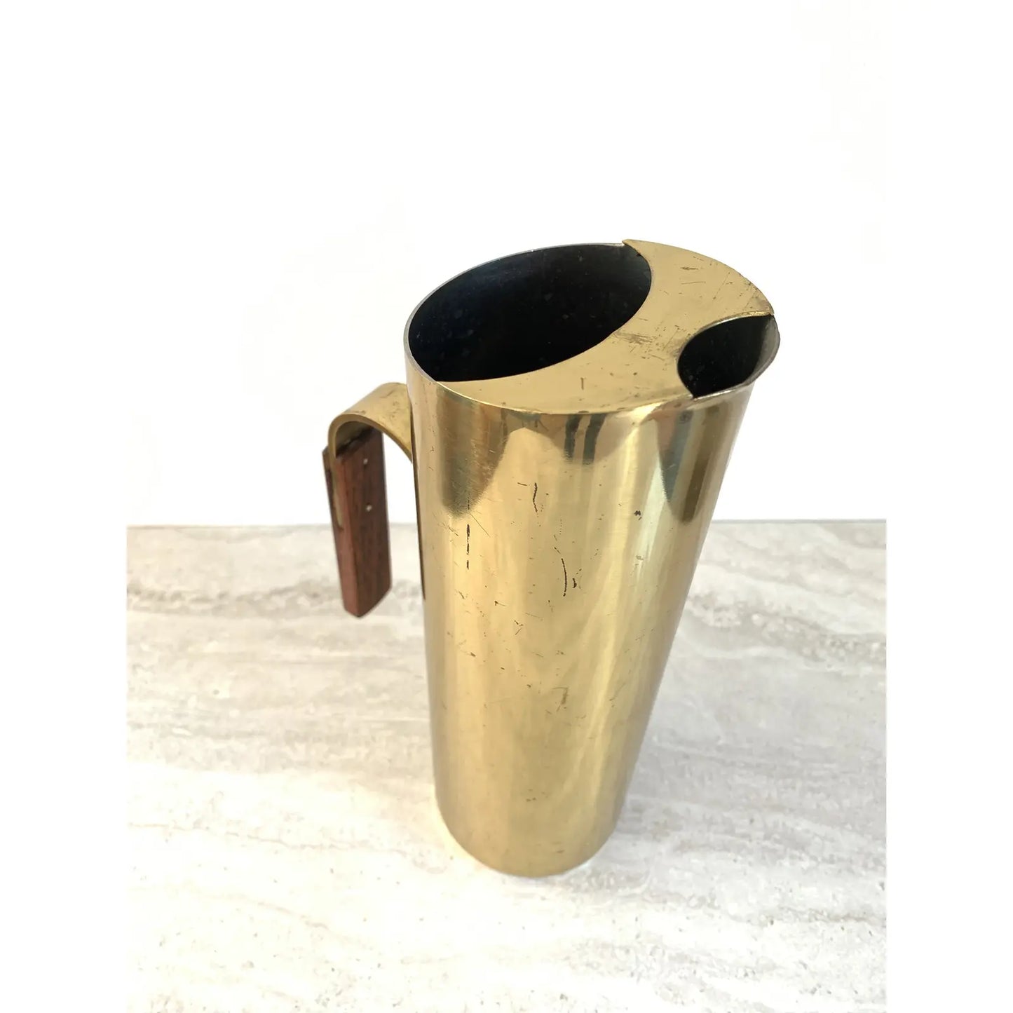 Mid 20th Century Italian Brass Pitcher With Rosewood Handle