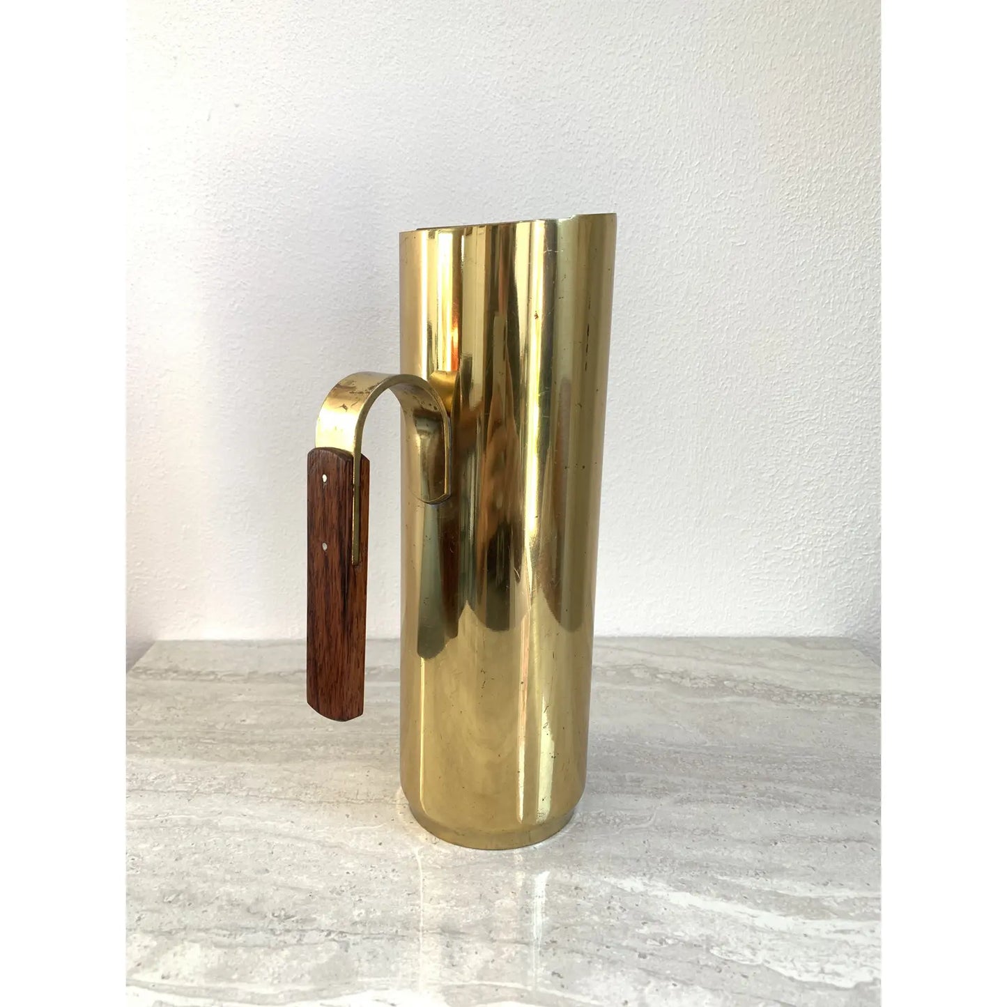 Mid 20th Century Italian Brass Pitcher With Rosewood Handle