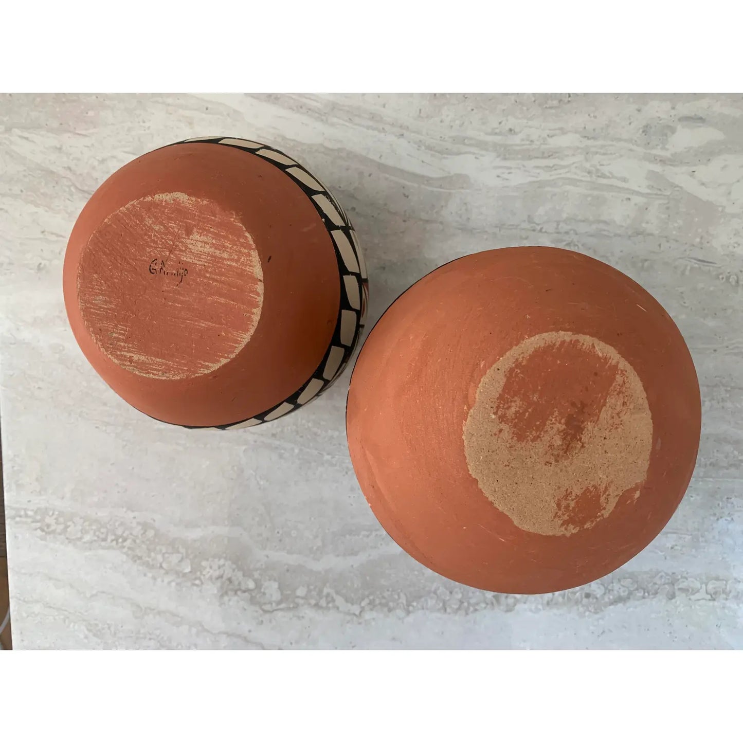 Mid 20th Century Jemez Pueblo Pottery Hand Painted Coil Pots