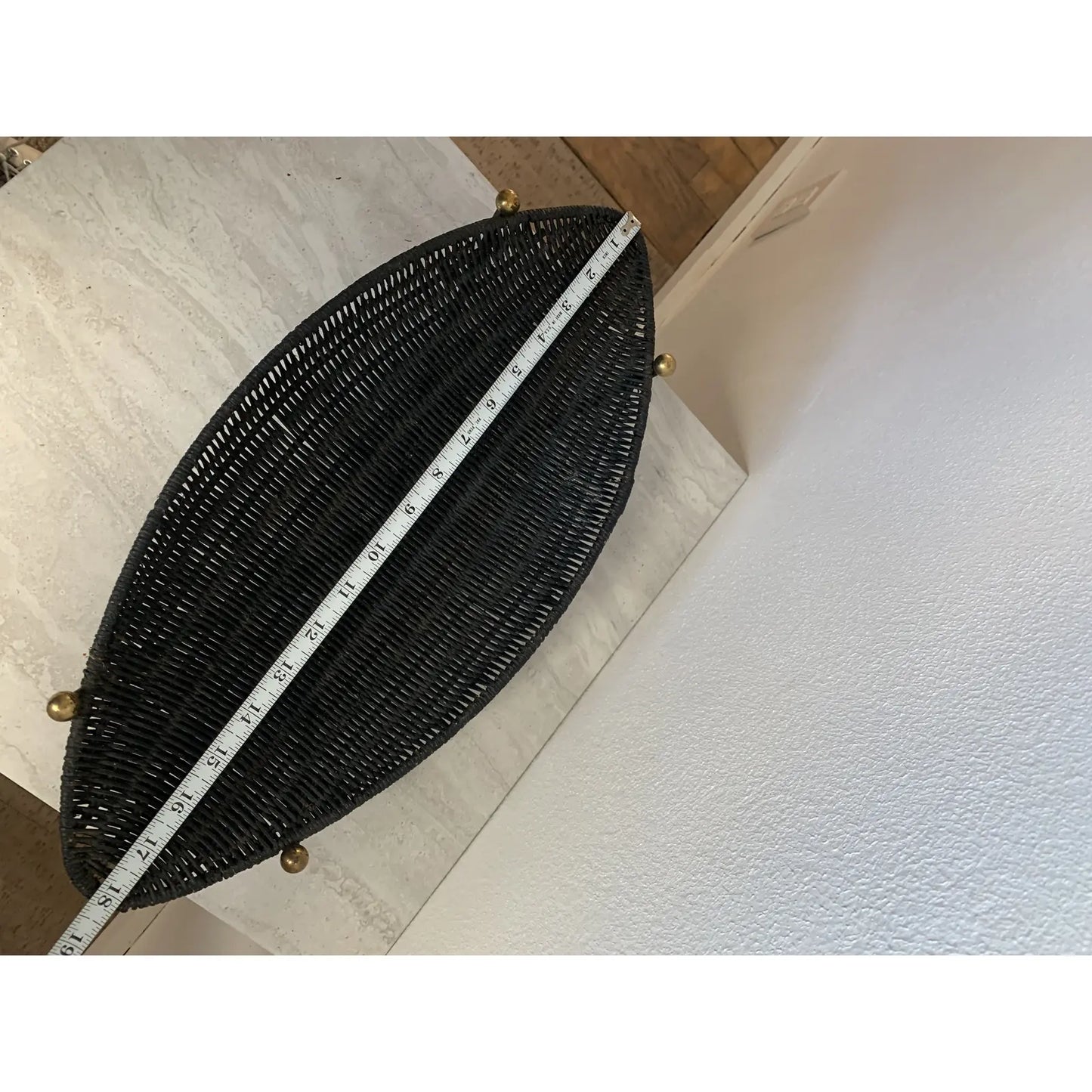 Mid 20th Century Mid-Century Wicker Basket on Iron & Brass Ball Stand