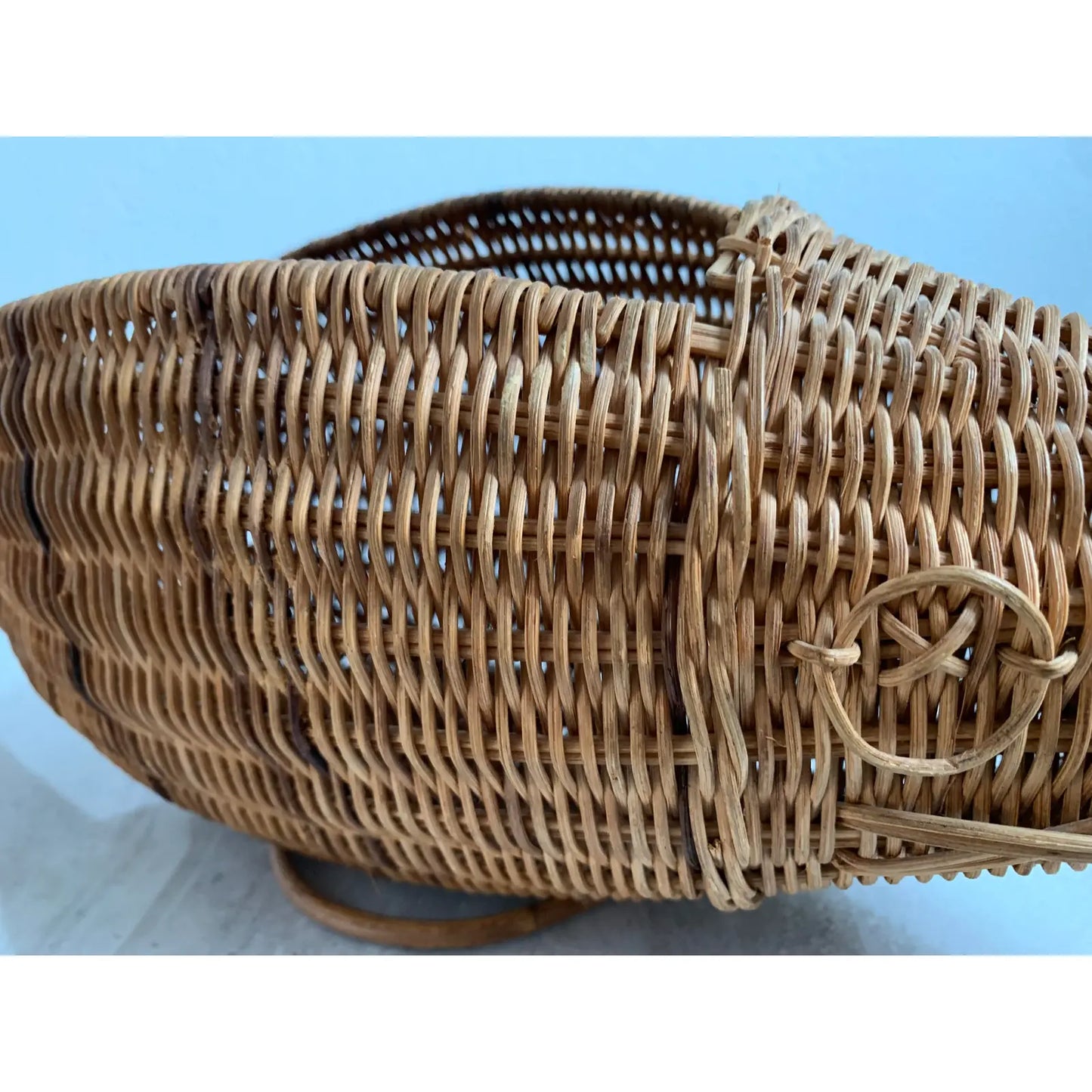 Mid 20th Century Mid-Century Wicker Fish Basket