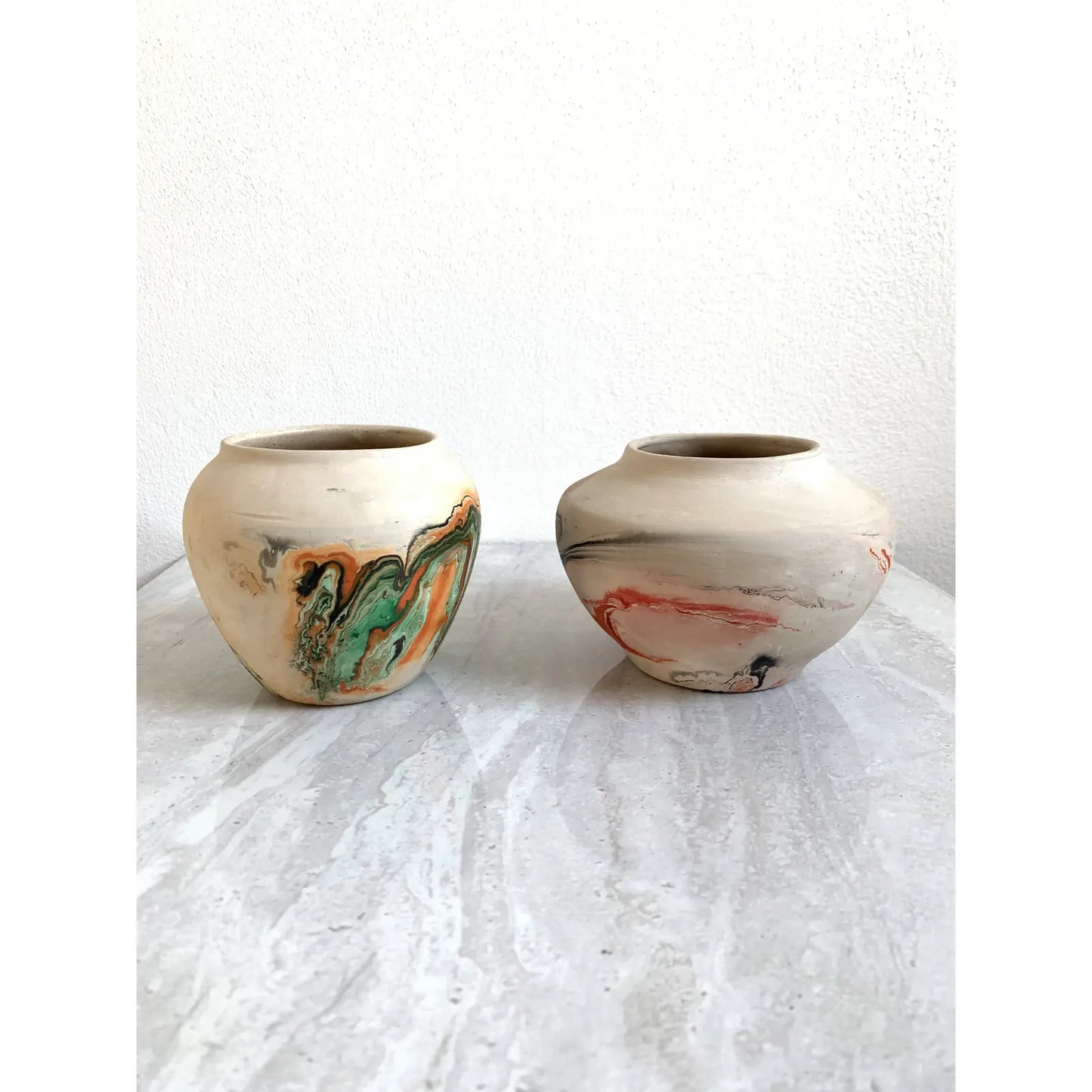 Mid 20th Century Nemadji Pottery Vases- a Pair