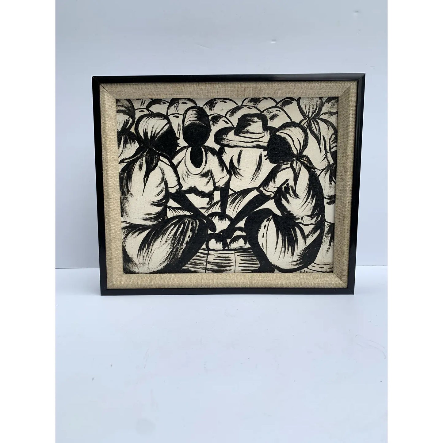 Mid 20th Century Original Haitian Folk Art Painting on Canvas