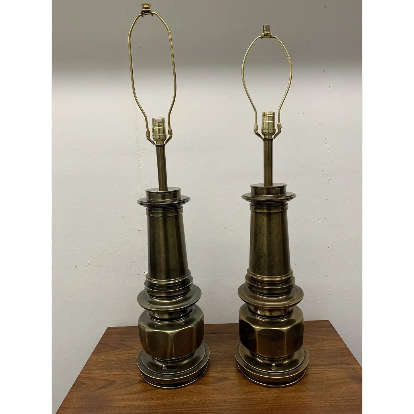 Mid 20th Century Stiffel Architectural Solid Brass Lamps - Set of 2