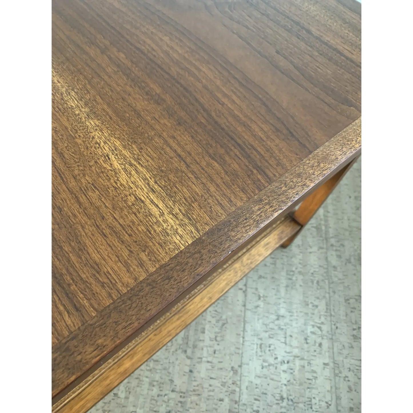 Mid 20th Century Walnut Side Table With Woven Cane Shelf