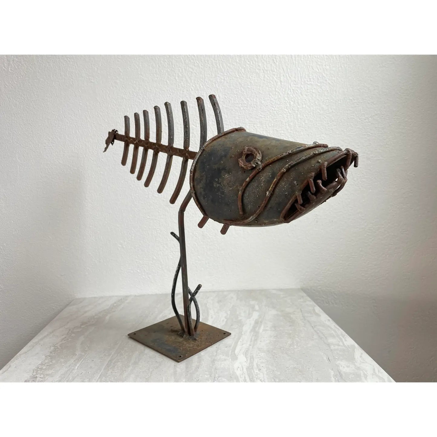 Mid-Century Brutalist Metal Fishbone Sculpture