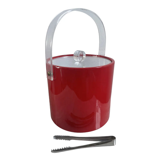 Mid-Century Georges Briard Red Vinyl and Lucite Ice Bucket