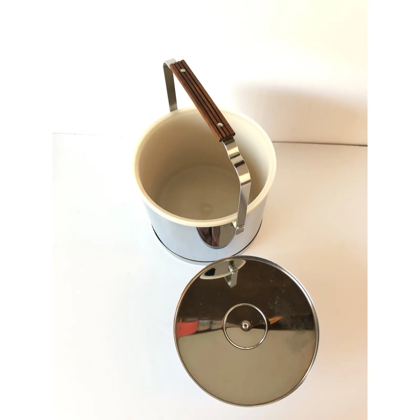 Mid-Century Modern Atapco Teak Handled Chrome Ice Bucket