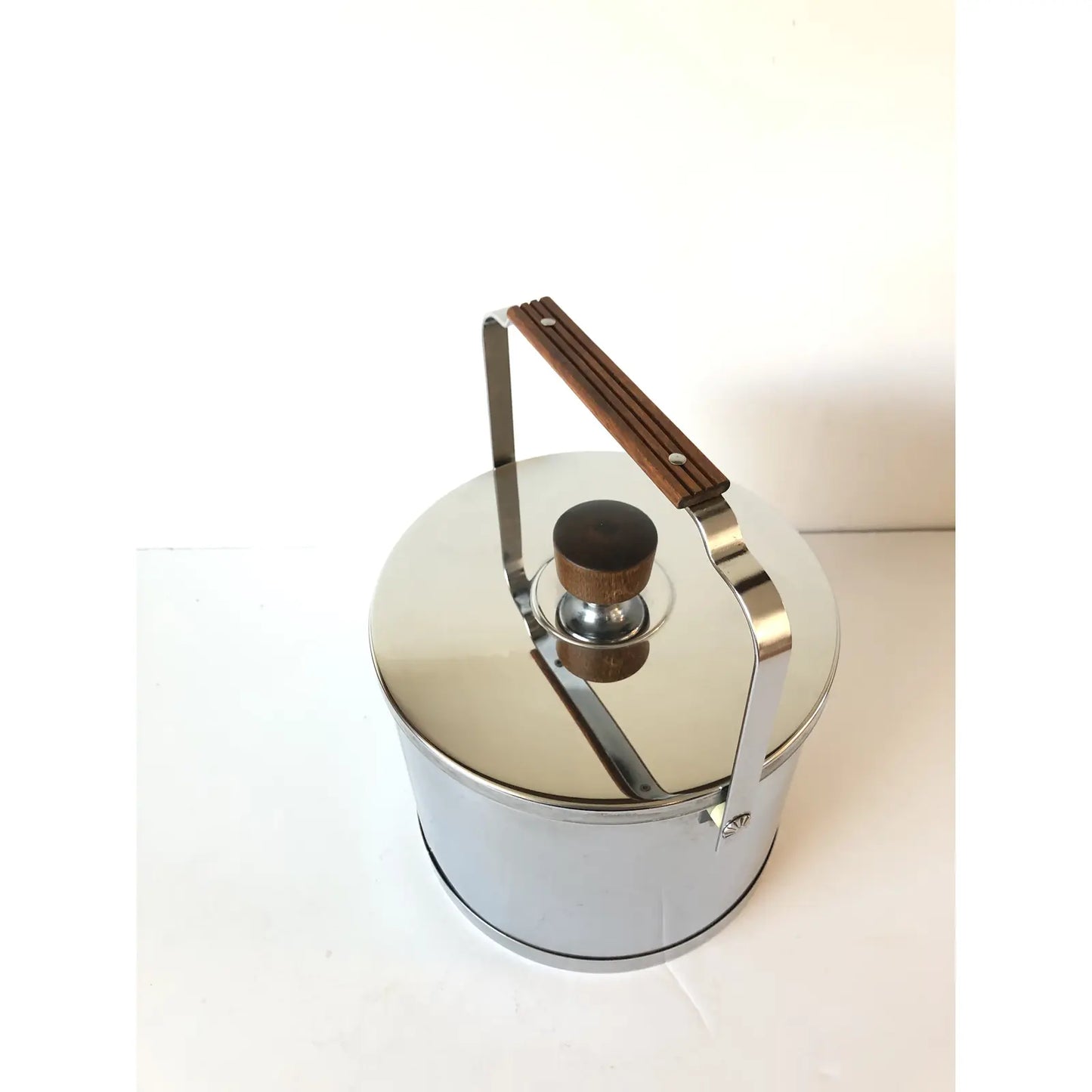Mid-Century Modern Atapco Teak Handled Chrome Ice Bucket