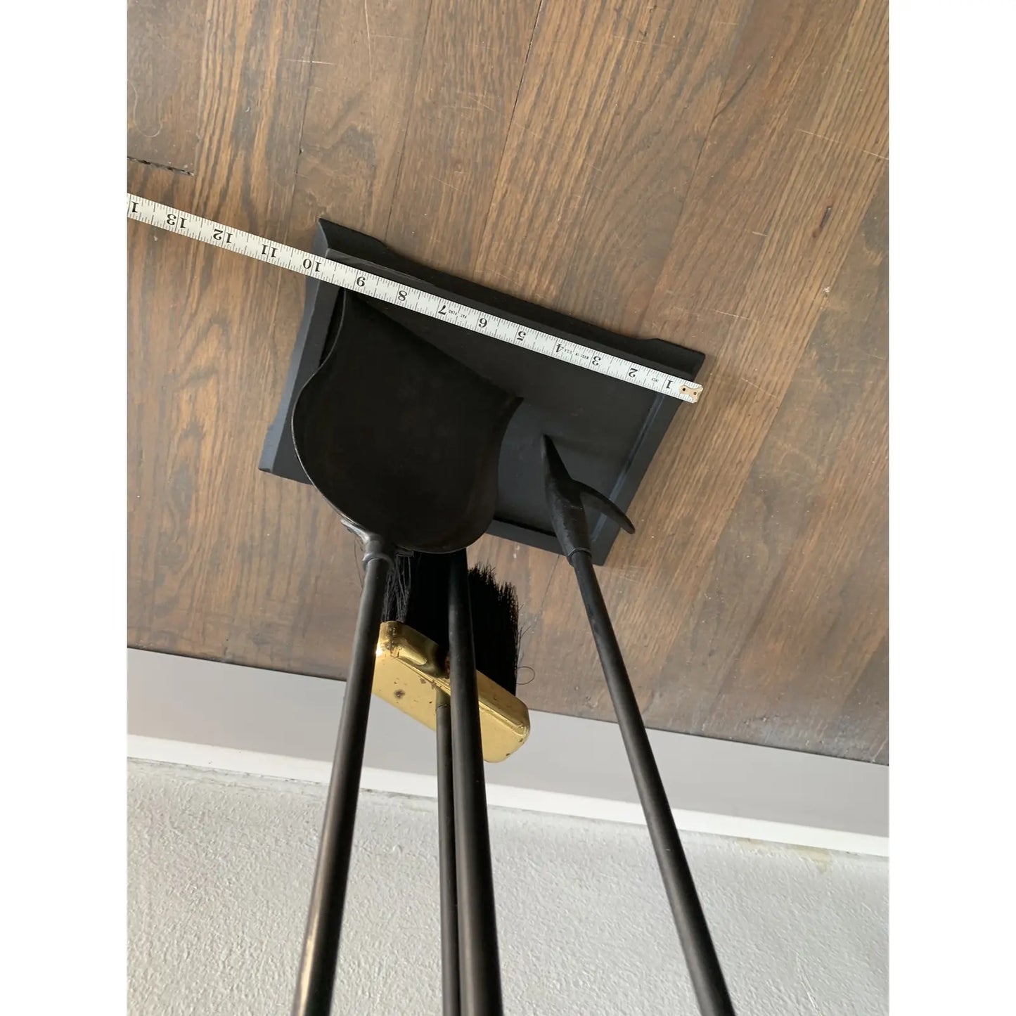 Mid Century Modern Brass and Black Fireplace Tool Set
