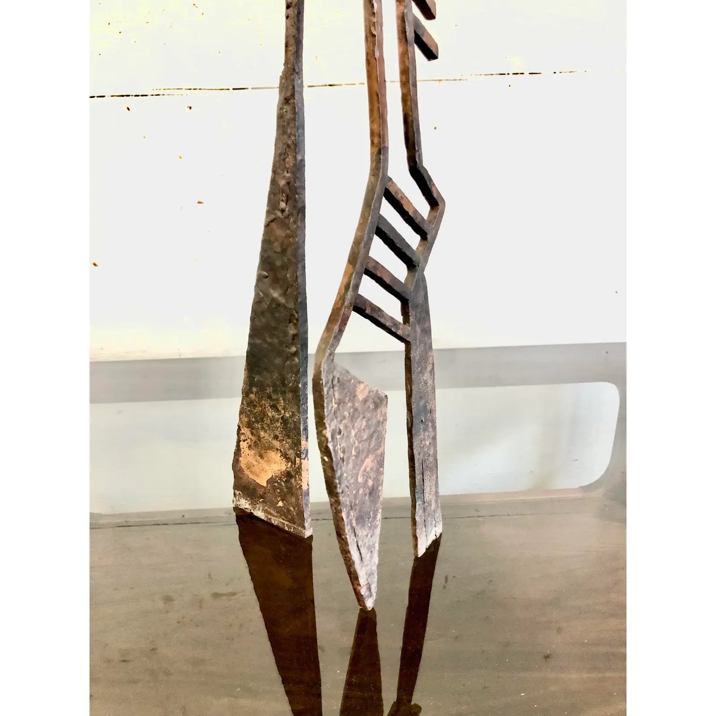 Mid-Century Modern Brutalist Hand-Forged Abstract Copper Metal Sculpture
