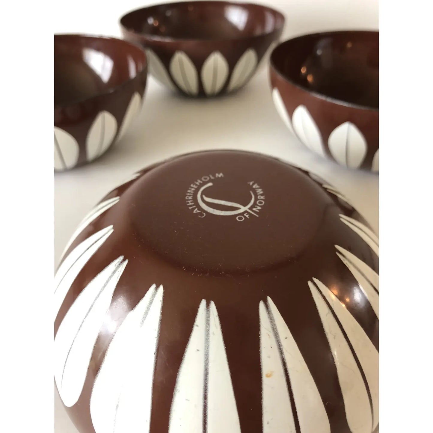 Mid-Century Modern Cathrineholm Lotus Bowl Set Enamelware From Norway- set of 4