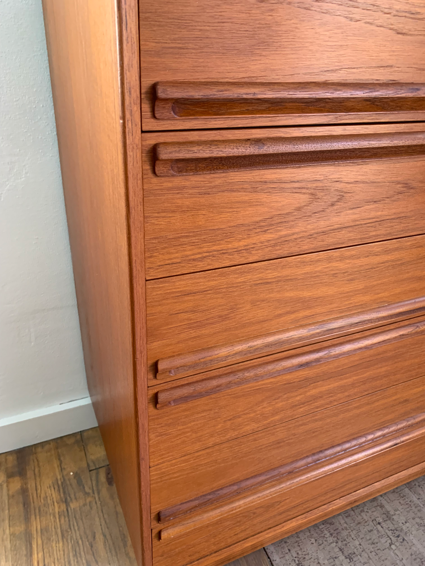 Mid Century Modern Danish Space Age Rounded 6 Drawer Teak Dresser by Kibaek Mobelfabrik