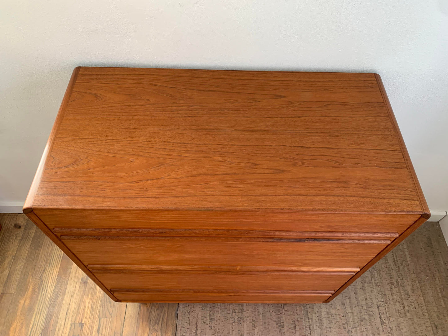 Mid Century Modern Danish Space Age Rounded 6 Drawer Teak Dresser by Kibaek Mobelfabrik