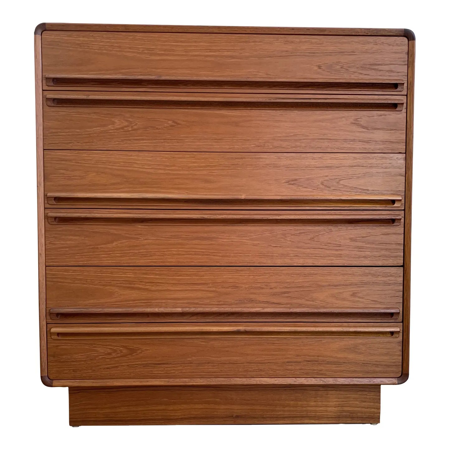 Mid Century Modern Danish Space Age Rounded 6 Drawer Teak Dresser by Kibaek Mobelfabrik