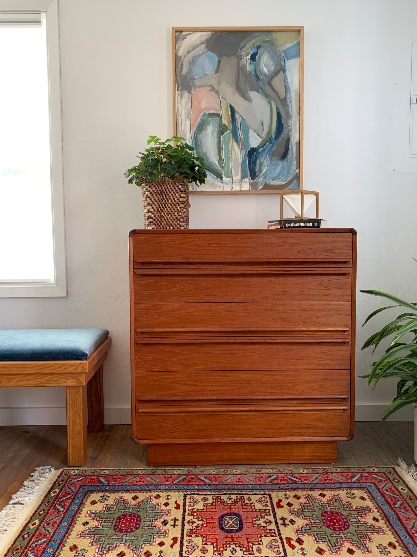 Mid Century Modern Danish Space Age Rounded 6 Drawer Teak Dresser by Kibaek Mobelfabrik
