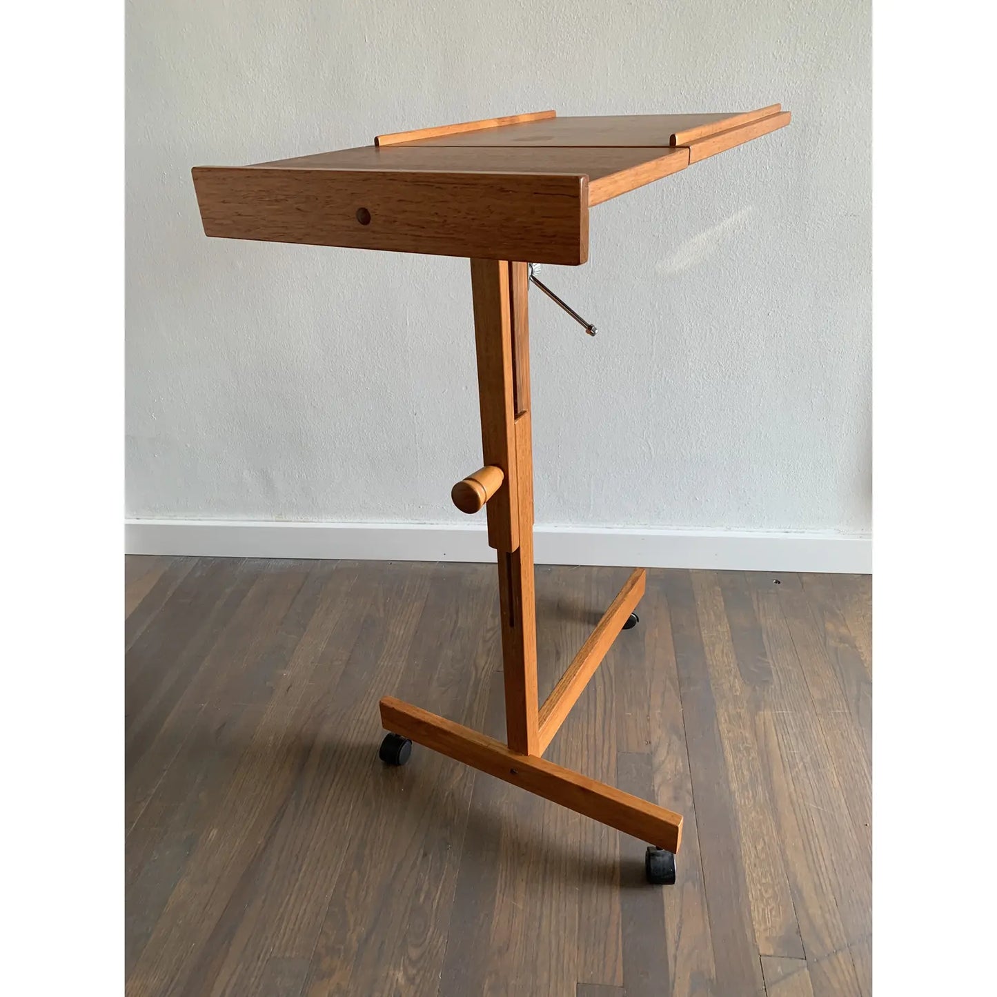 Mid-Century Modern Furbo Spottrup Adjustable Teak Rolling Table Music Stand