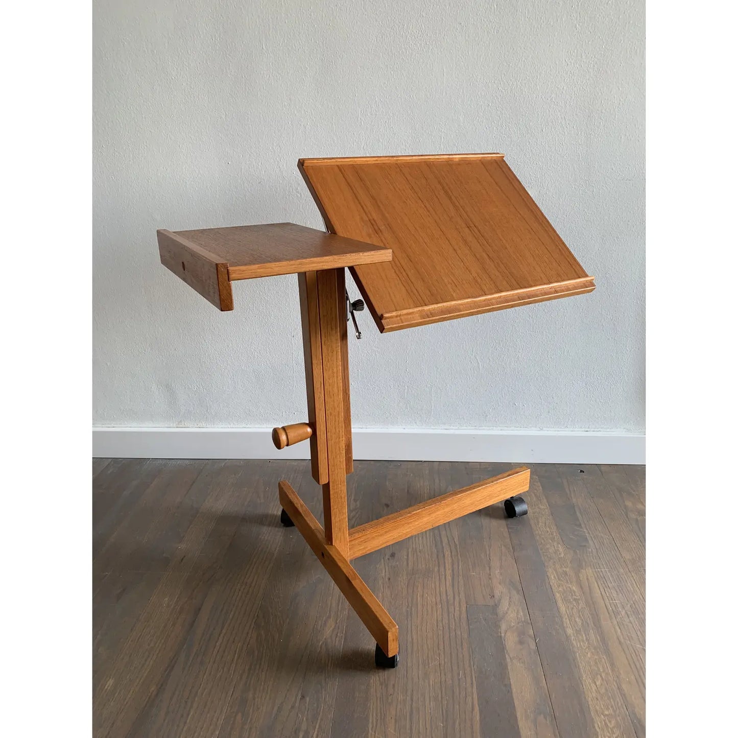 Mid-Century Modern Furbo Spottrup Adjustable Teak Rolling Table Music Stand