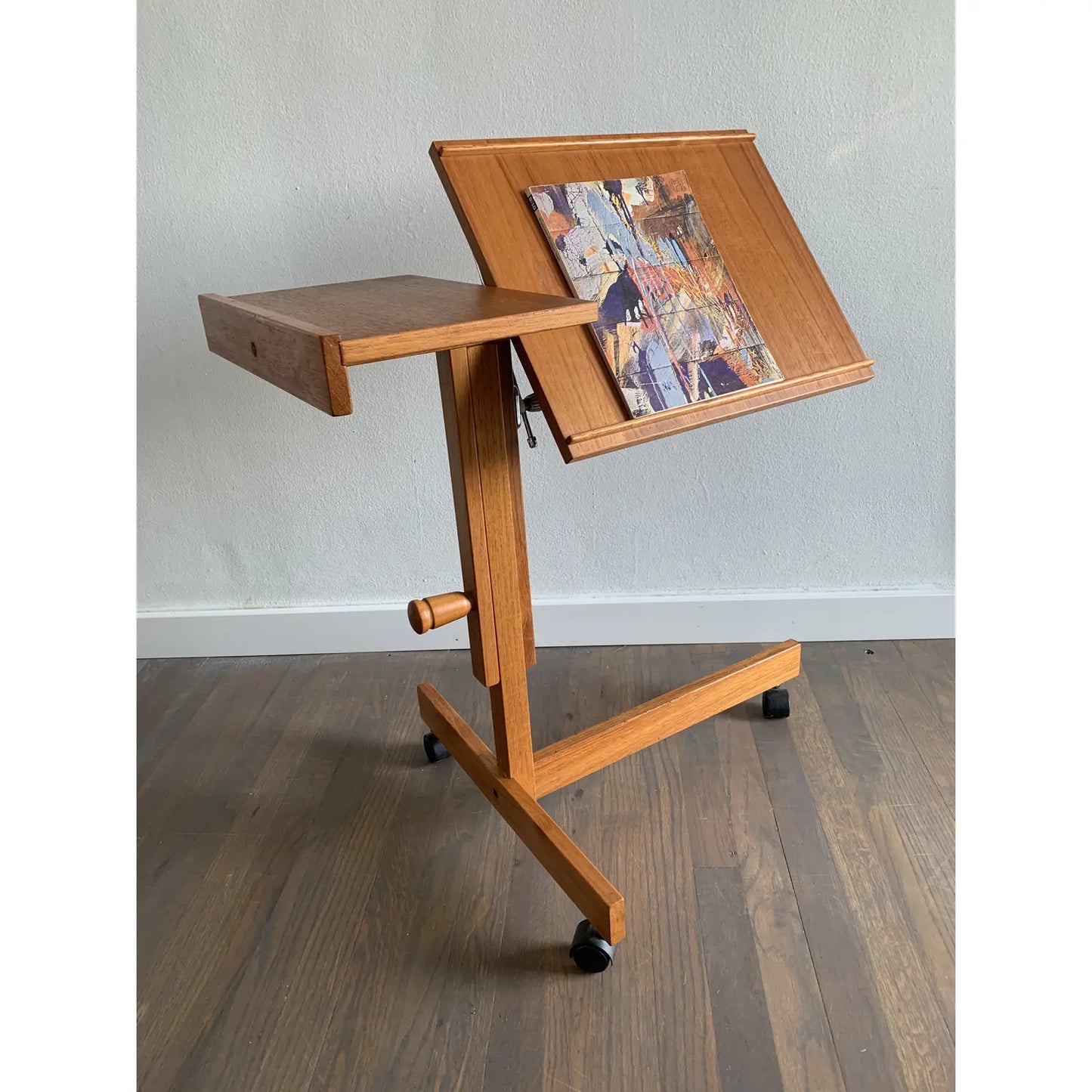 Mid-Century Modern Furbo Spottrup Adjustable Teak Rolling Table Music Stand