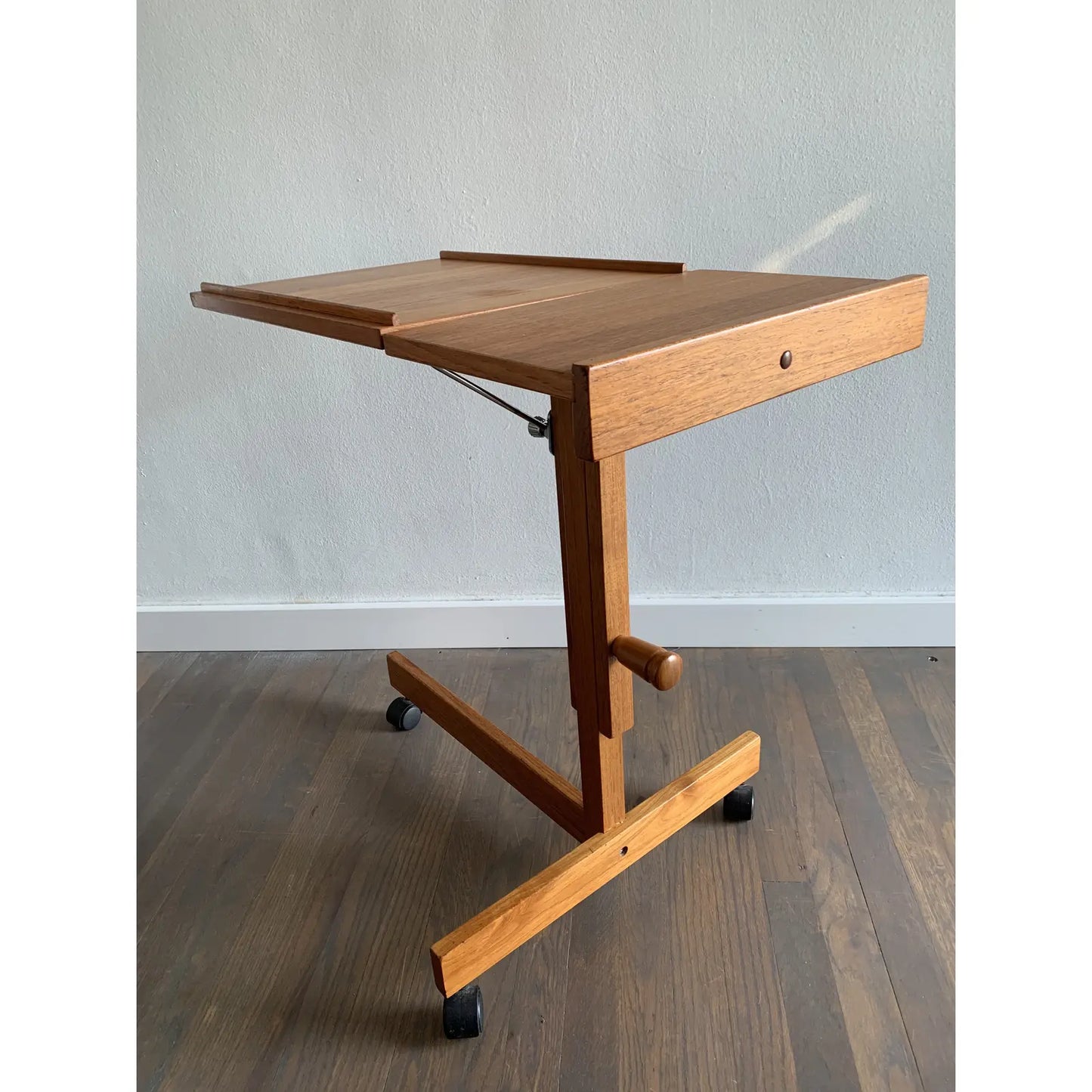 Mid-Century Modern Furbo Spottrup Adjustable Teak Rolling Table Music Stand